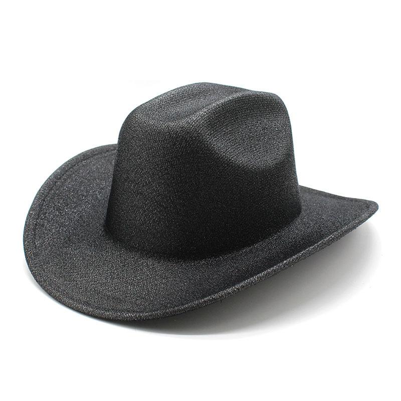 

Одно слово матовая ковбойская шляпа шерстяная шляпа в стиле вестерн цилиндр мужская и женская праздничная декоративная шляпа M（56-58cm） чёрный