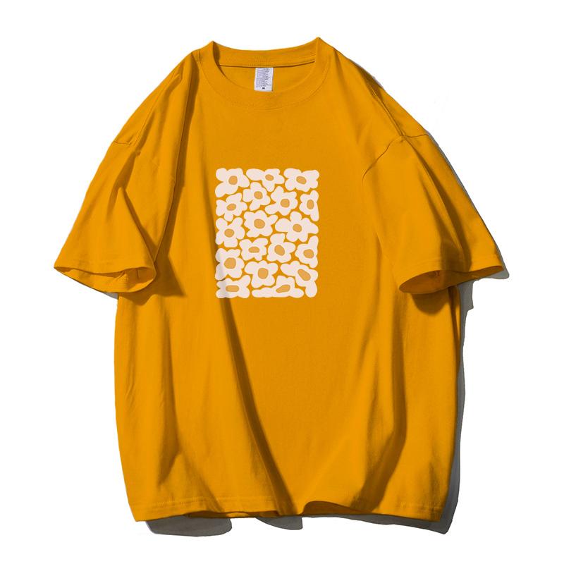 Shellsuning Oversized Art Printed T-shirts Women Summer Fashion Vintage 100% Cotton Soft Streetwear Couple Clothes Basic Tees Female Harajuku Tops