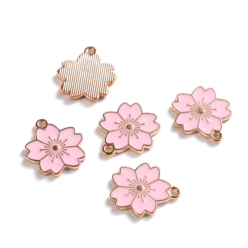 Cherry Blossom Drip Oil Alloy Pendant for DIY Jewelry: Earrings, Bracelets, Hair Accessories, and Phone Charms