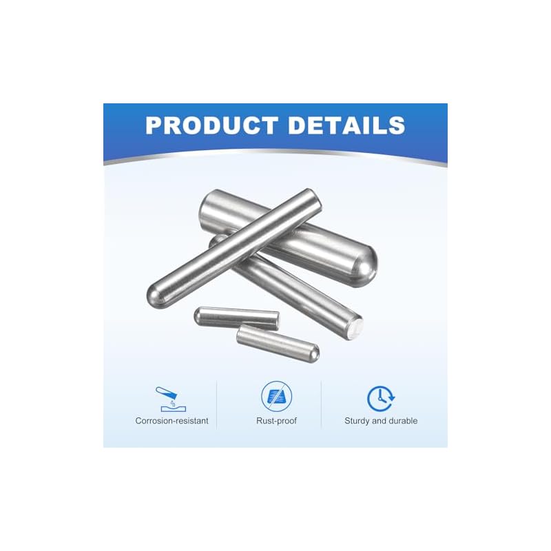 Uxcell 30pcs Dowel Pins for Shelf Brackets, 3.5mm Diameter, 30mm Length, 304 Stainless Steel, Cylindrical Dowel Pins, Shelf Support Pins, Furniture