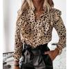Spring and Autumn Women's Pullover Polo Solid Dot Contrast Ruffle Button Shirring Lantern Long Sleeve T-shirt Underlay Tops