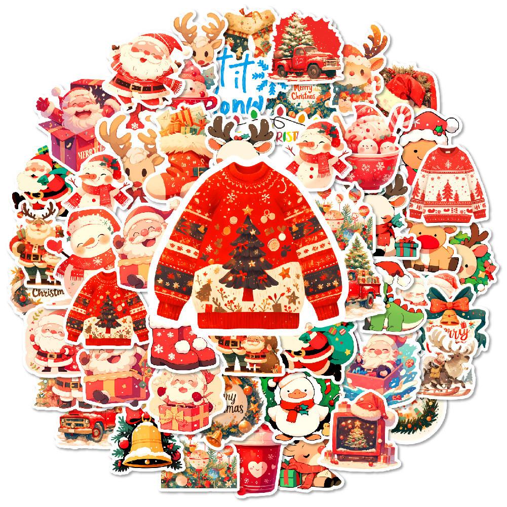 Stickers 50pcs Christmas Santa Claus Waterproof Cartoon Decal Car Decor Laptop
