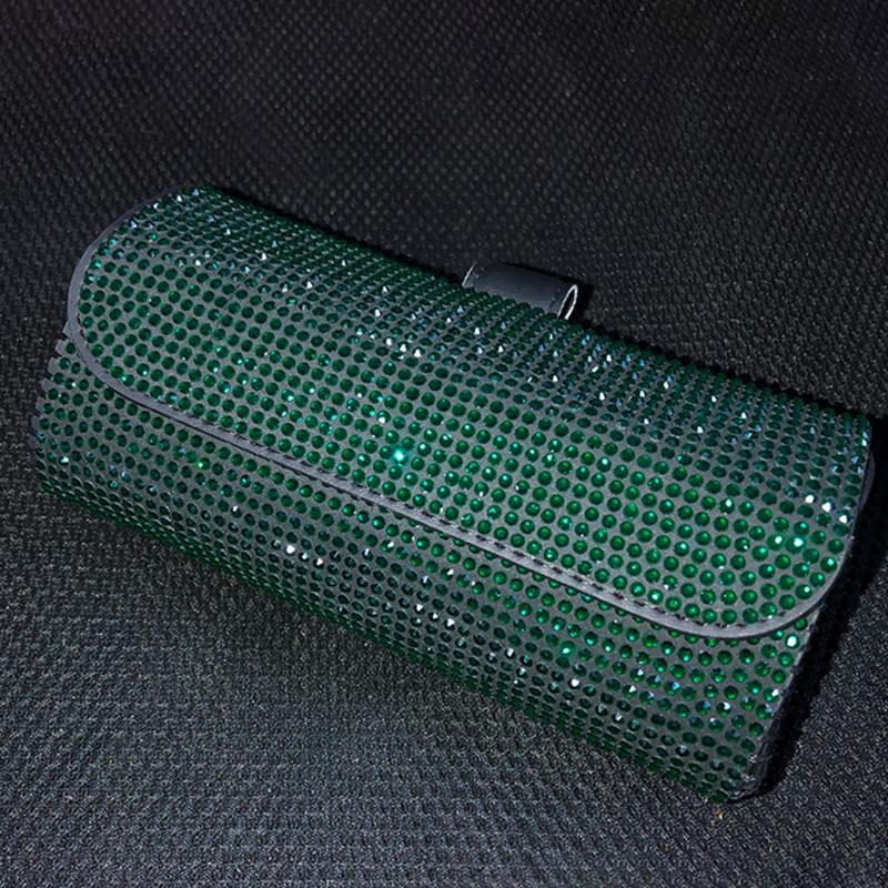 Diamond Car Glasses Case Multifunctional Sunglasses Storage Box Full of Diamonds Female Car Glasses Case Storage Bag