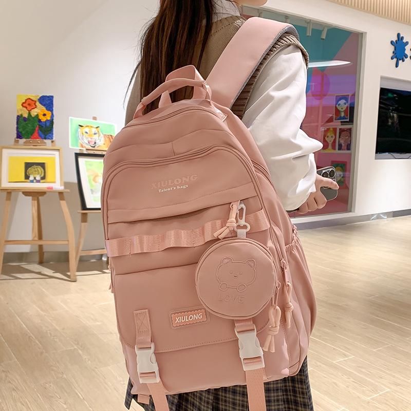 School bag children, primary school students, girls, junior high school students, college students, high-value splicing backpack