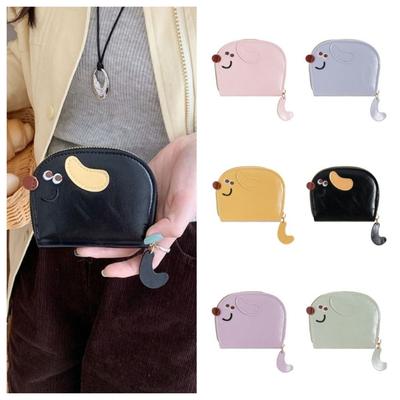 Zipper PU Leather Card Holder Cartoon Card Holder Elegant Dog Card Bag  Women