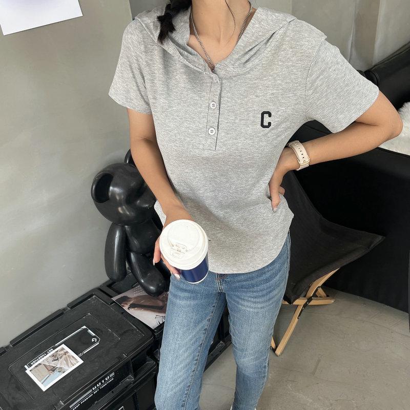 2022 Summer Korean Hooded Button T-shirt - Hot Celebrity Short-Sleeve, Loose Fit for Female Students
