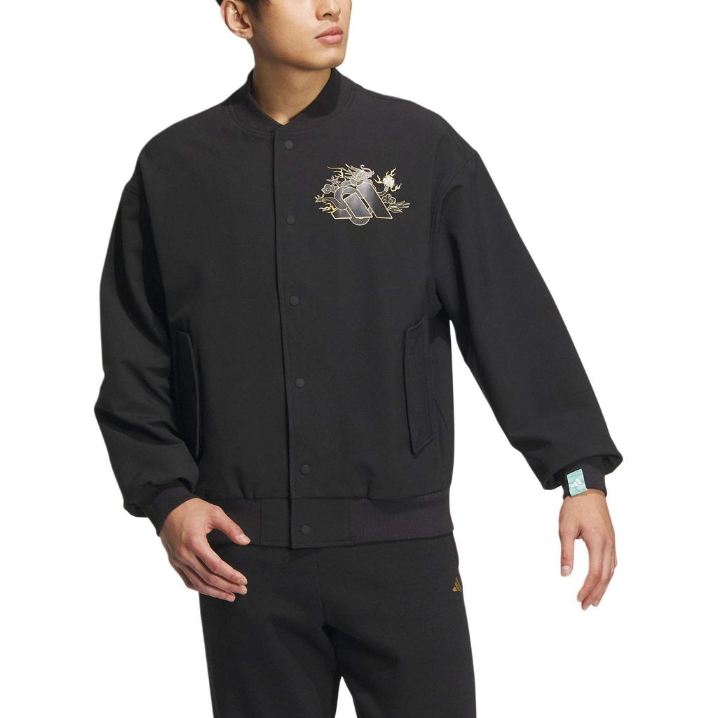 adidas Originale FW23 Drachenjahr CNY Serie Jacke mit Drachenlogo Unisex Oberbekleidung Schwarz JE3501
