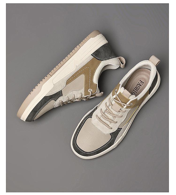 Spring/Autumn 2024 Men's Retro Business Casual Non-Slip Soft Sole Breathable Patchwork Board Shoes