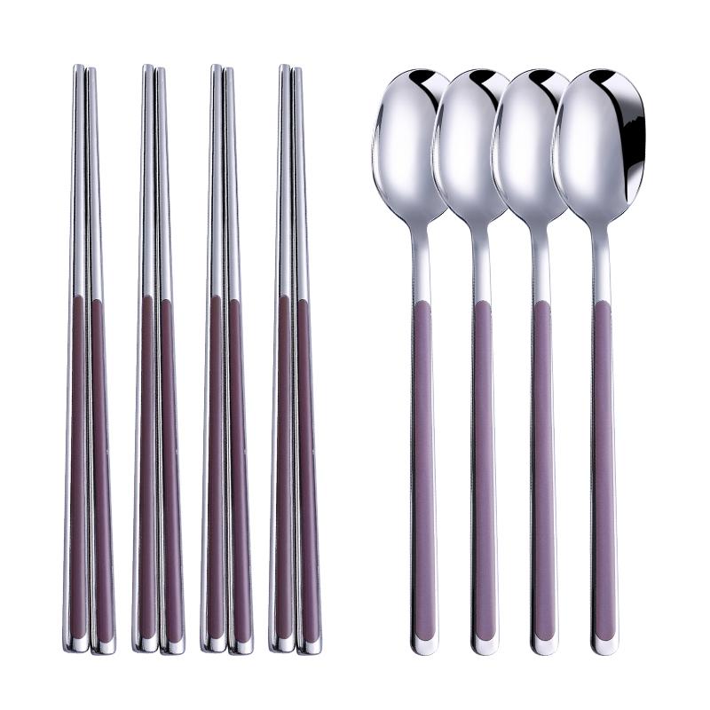 Set 304 Stainless Steel Tableware Set Spoons Chopsticks Dinnerware Set Utensils Kitchen Dinner Set Tableware Set Korean Cutlery
