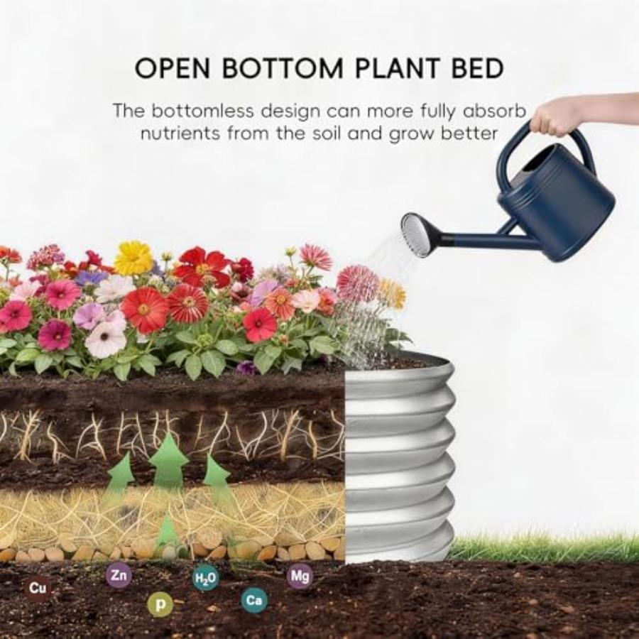 3Pack 2x2x1 Ft Round Galvanized Raised Garden Bed Kit Silver Metal Flower Box Large Planter Outdoor Garden for Planting Fruit H