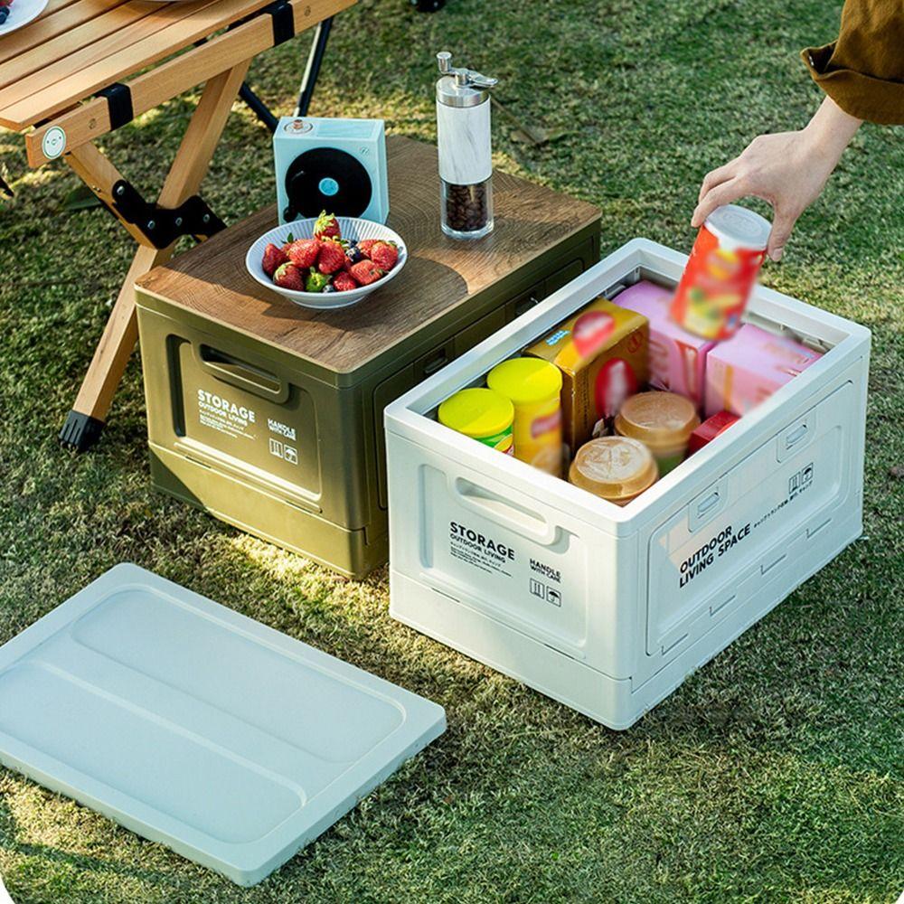 Collapsible Outdoor Sundries Storage Box 27L Foldable Trunk Organizer  Camping Equipment