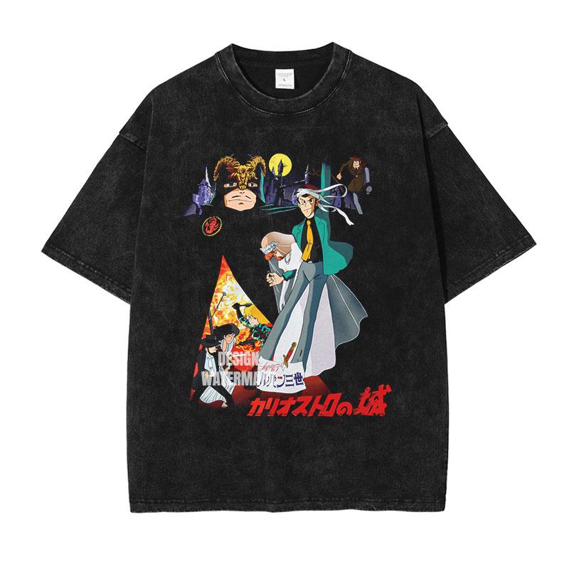 

Anime LLupin the Third TShirt Vintage Washed LLupin III T Shirts Oversized Retro Fujiko Daisuke Tops Tees Unisex Cotton S