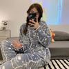 Autumn and Winter Thickened Warm Flannel Women Pajamas Loungewear Top and Trousers Large Size Sleepwear Homewear Nightwear