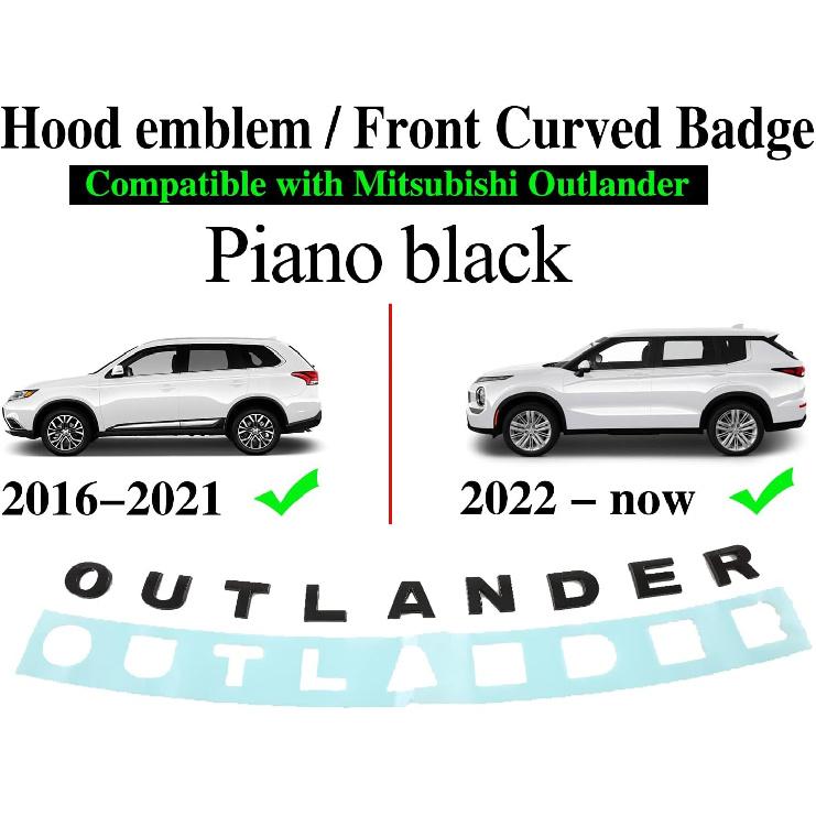 

GZBFTDH Hood Emblem Front Badge for Mitsubishi Outlander 2025 2024 2023 2022, Accesories Black Letters Adhesive Raised Decal Exterior