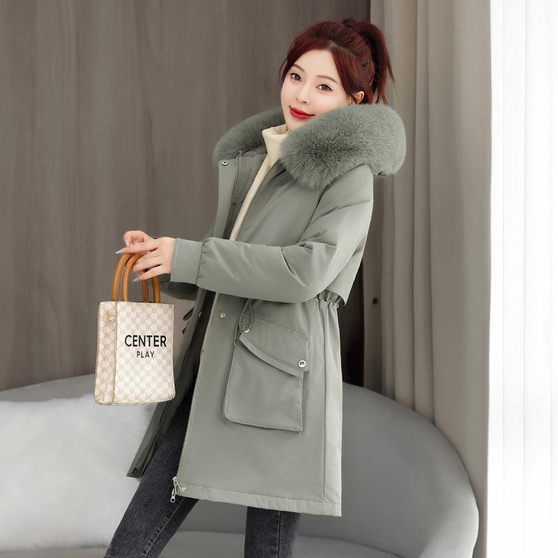 Autumn and Winter Medium and Long Hooded Pie Overcomes Cotton-padded Warm Windproof Jacket