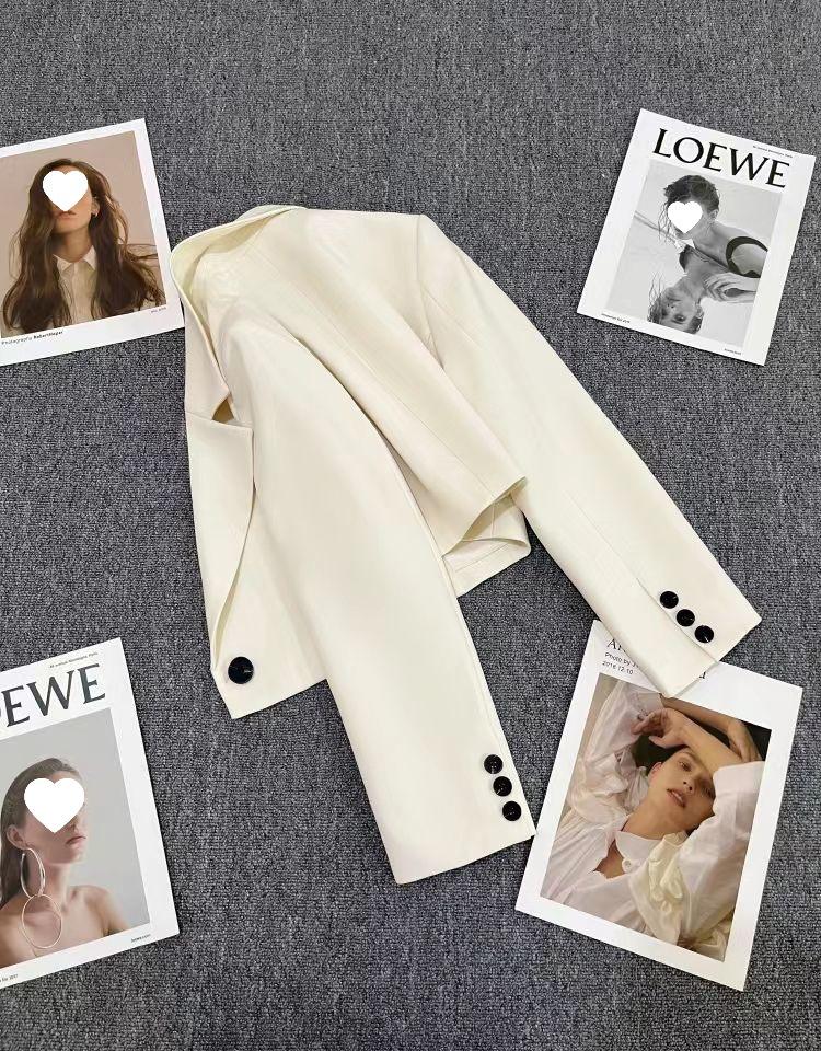 2025 Dámské univerzální petite jednobarevné s dlouhým rukávem krátké sako