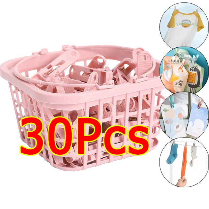 30 ks Plastové kolíčky na prádlo Prádelní kolíček Kolíčky na prádlo Úložný organizér Pružina s košíkem Věšáky Věšák Klipy na přikrývku Ručník