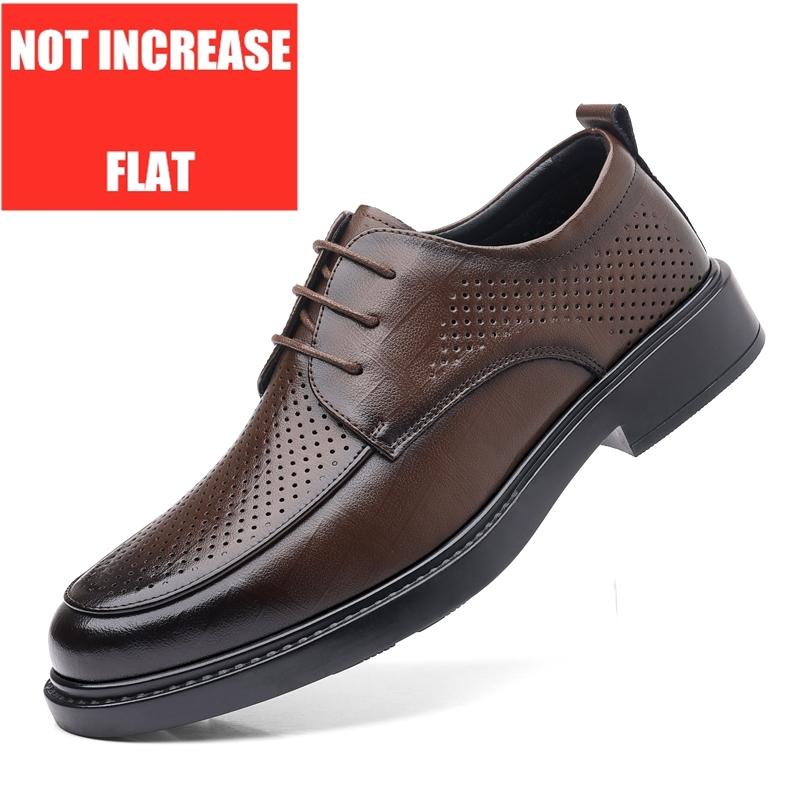 Spring/Summer Men 37-45 Men's Flat/6CM Heightening Elevator Shoes Business Formal Leather Shoes Man British Casual Wedding Suit