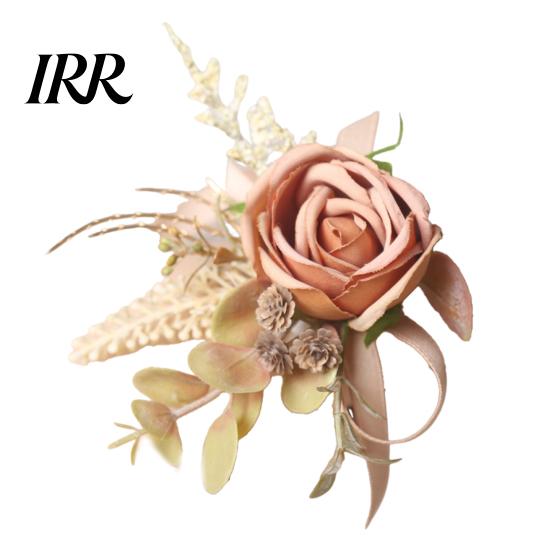 Durable Flower Pin Rose Bud Wedding Set, Wrist Corsage for Bride Bridesmaid High Simulation & Boutonniere Groom Groomsman, Artificial Silk Floral