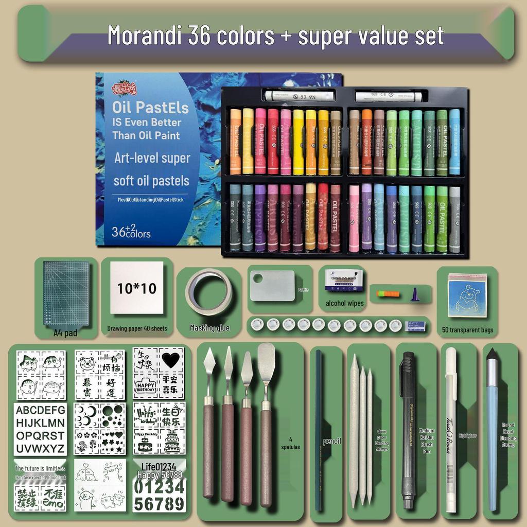 48-Color Super Soft Oil Pastels Set with Scraper - Child's Painting Kit
