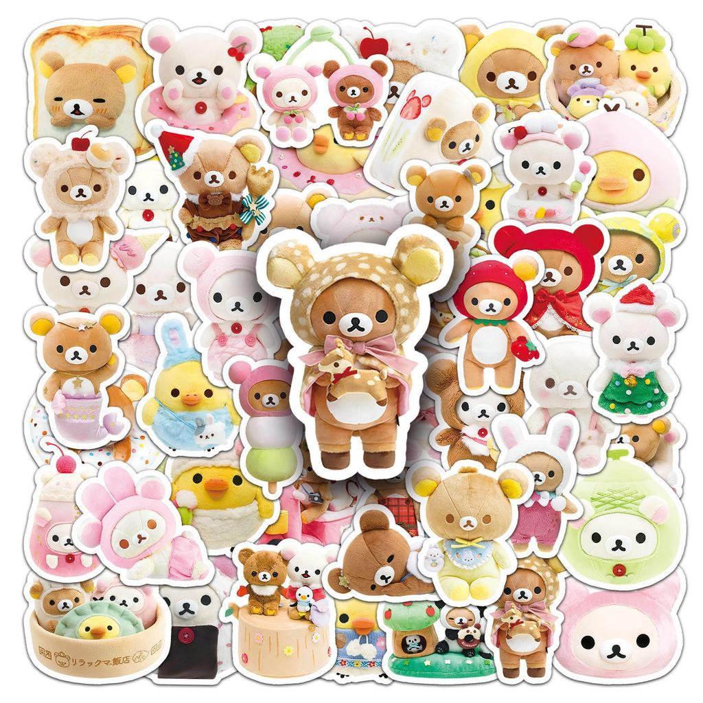54 Adorable Relax Bear Stickers: Waterproof Cartoon Animal Decorations for Thermos Cups & Notebooks