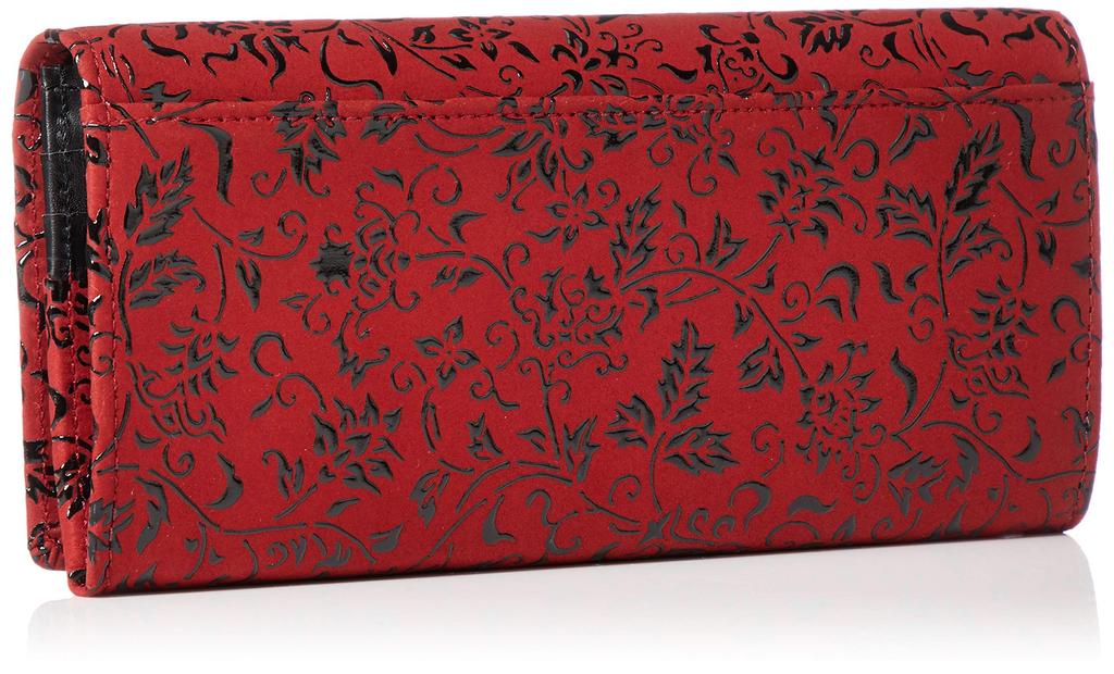 Long Wallet Bundle Q Red Deerskin X Black Lacquer Flower Arabesque Pattern [Indenya] 2308-03-041