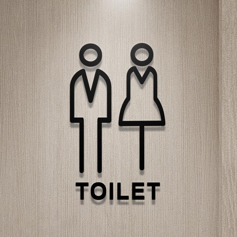 Shopping Malls Office Toilet Sign Plate Acrylic 3D Wash Room Door Wall Label Sticker WC Signage Board Art Hotel Home Decor