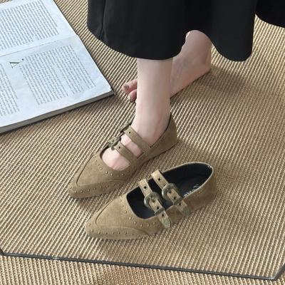 Retro Pointed Head Shallow Mouth Fashion Single Shoes Women's 2025 New Design Sense French Late Evening Wind Mary Jane Shoes Batch
