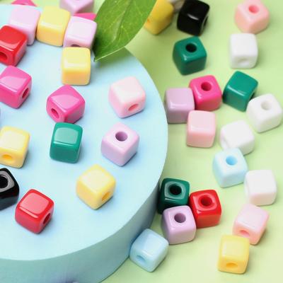 Hanmade Acrylic Spacer Beads Jewelry Beaded Materials 10mm Candy Color Square Shape For Jewelry Making 10pcs