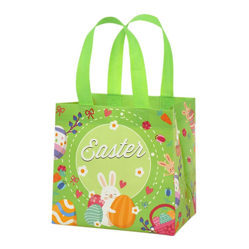 Easter Gift Bags Cute Rabbit Printed Candy Snack Tote Bag Non-Woven Egg Basket Non Woven Happy Easter Party Decoration Supplies