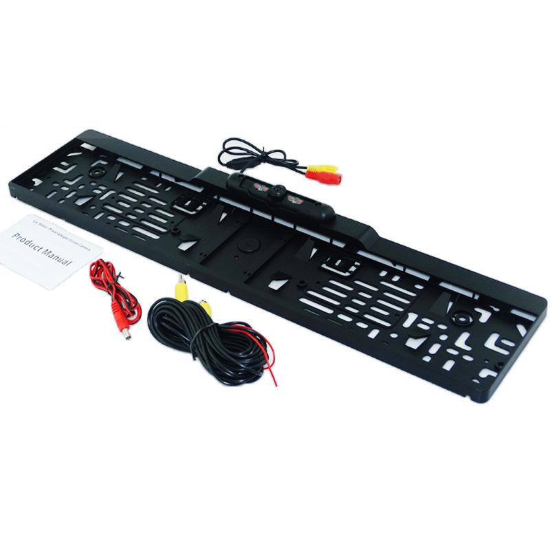 European License Plate Frame with 4 Infrared Cameras & Wireless Backup Car Rear View Transceiver