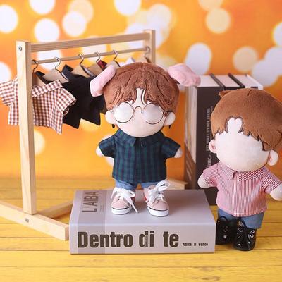 20CM Doll Shirt Stripes Lattice Solid Color Blouse Cotton Stuffed Idol Doll Clothes Dolls Accessories