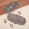 DRELD Old Antique Copper House Number Plastic Door Plate Custom Sign Door Number Sticker for Hotel Apartment Villa Door Plate