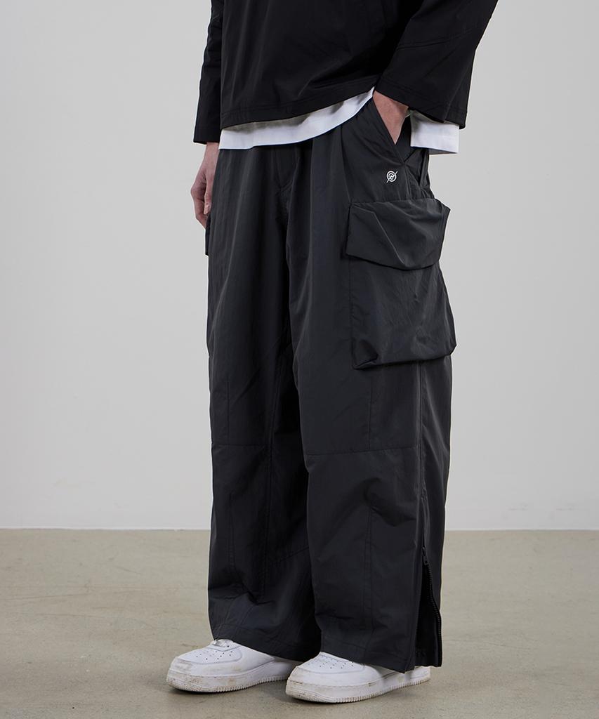 Kallapataleu Wide Balloon Ankle Zip Belted Cargo Pants - Deep Gray