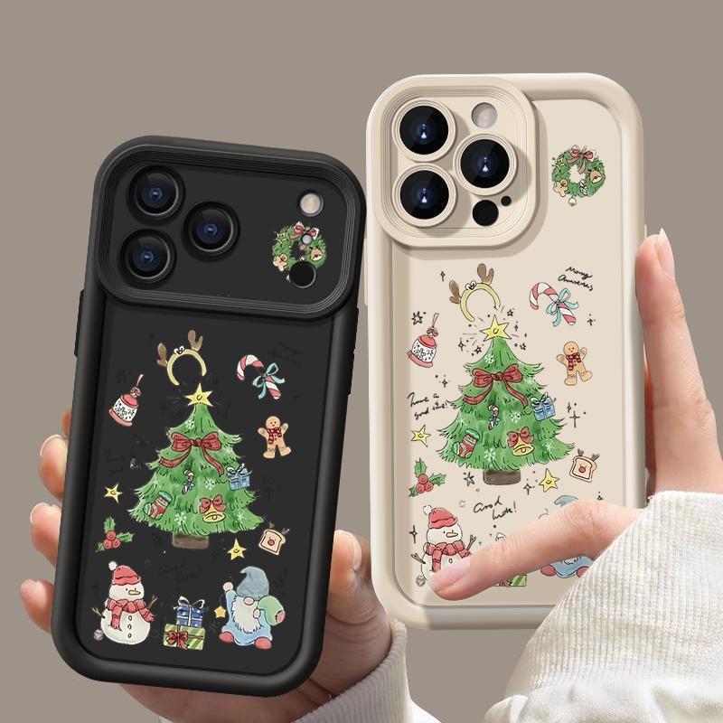 Christmas Tree TPU Phone Case For iPhone Air 16e 17 16 15 14 Pro Max 13 12 Pro 15 16 Plus Candy Color Silicone Soft Cover Fundas