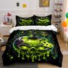 "Green Glowing Skull Apple Art" Bedding Duvet Cover Set (1*Duvet Cover 2*Pillowcases, Without Duvet Insert)