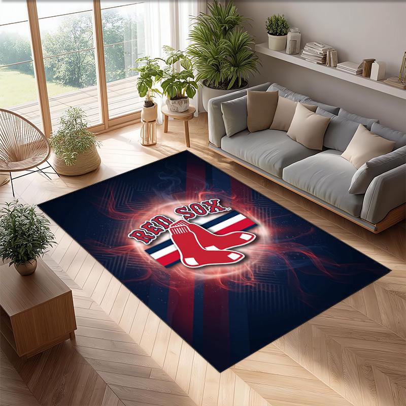 Boston Red Sox Crystal Velvet Carpet Soft Anti?Slip Floor Mat Comfortable Home Living Room Bedroom Decor Rug