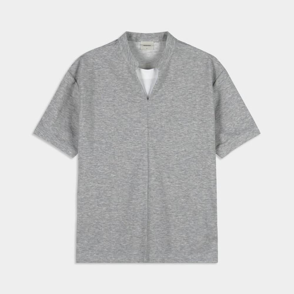 Weekhour Layered STand Collar T shirT Gray GREY/M