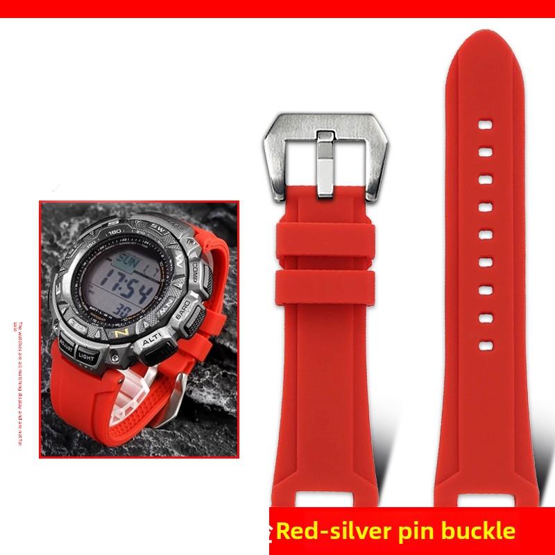 Lightweight Titanium Strap For Casio Watch Protrek PRG-240 PRG-130Y PRW-1500 Concave End Metal Bracelet Men Silicone Rubber Band