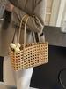 Hand-Woven PVC Shoulder Bag: French-Style Basket for Beach or Market