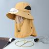 Men Solar Fan Hat with Face And Neck Cover USB Rechargeable Fan Large Brim Hollow Mesh Windproof Strap Anti-UV Sunlight Protection Outdoor Fishing