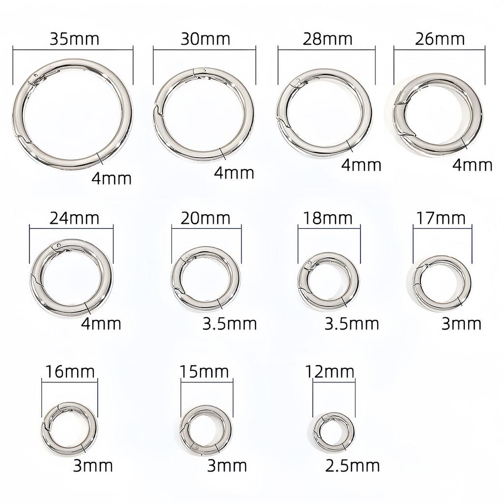Stainless Steel Spring Gate O Ring Openable Keyring Bag Strap Buckle Trigger Snap Clasp Clip Connector DIY Accessories 12-35mm