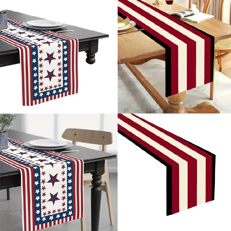 Vintage Flag Table Runner for Independence Day Slip-Proof Linen Fabric Tablecloth for Dinning and Elegant Table Setting