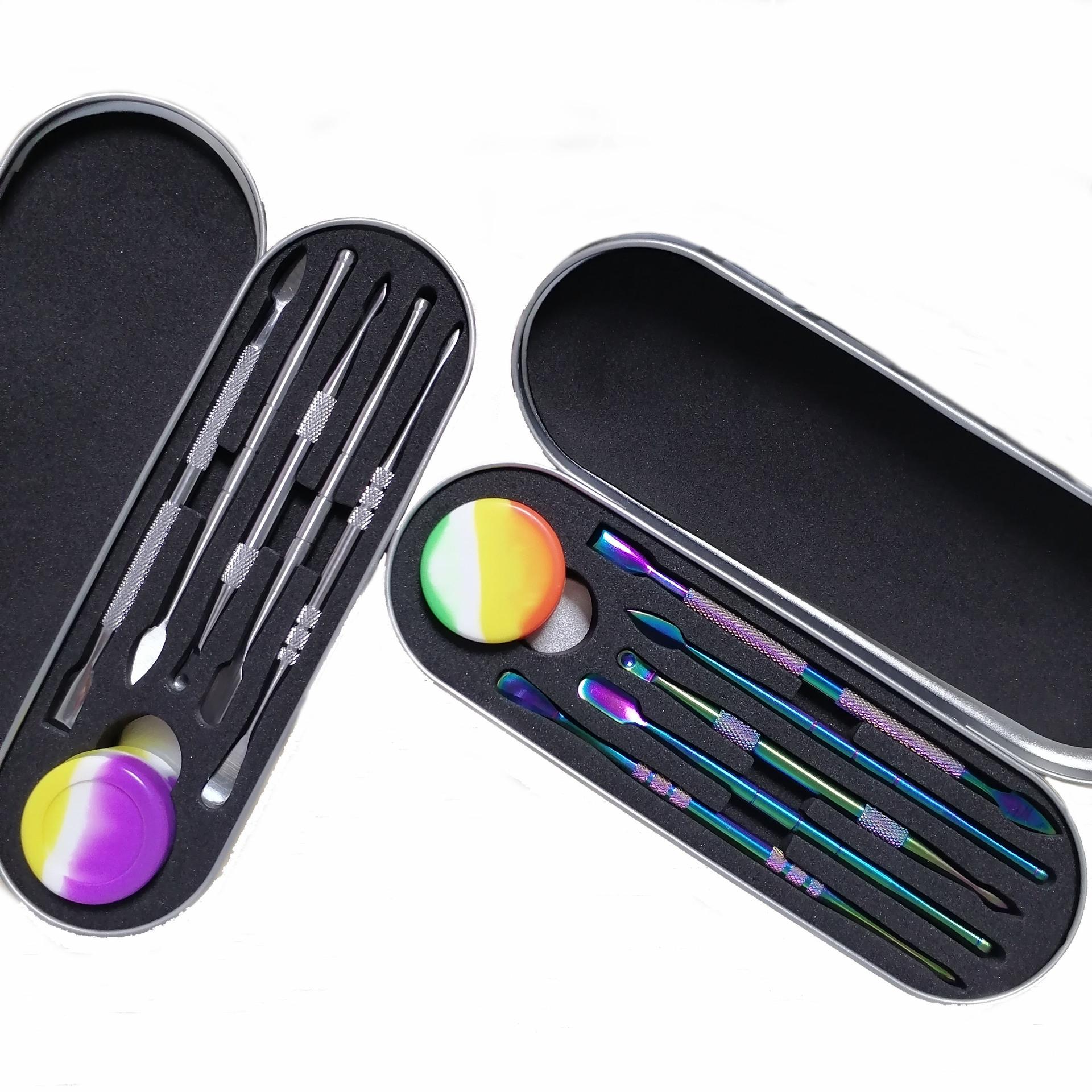Titanium Nail Art Tool Set: 5-Piece Stainless Steel Cuticle Pusher, Nail Polish Spoon, and Remover Scraper. Natural Color 5-Piece Set