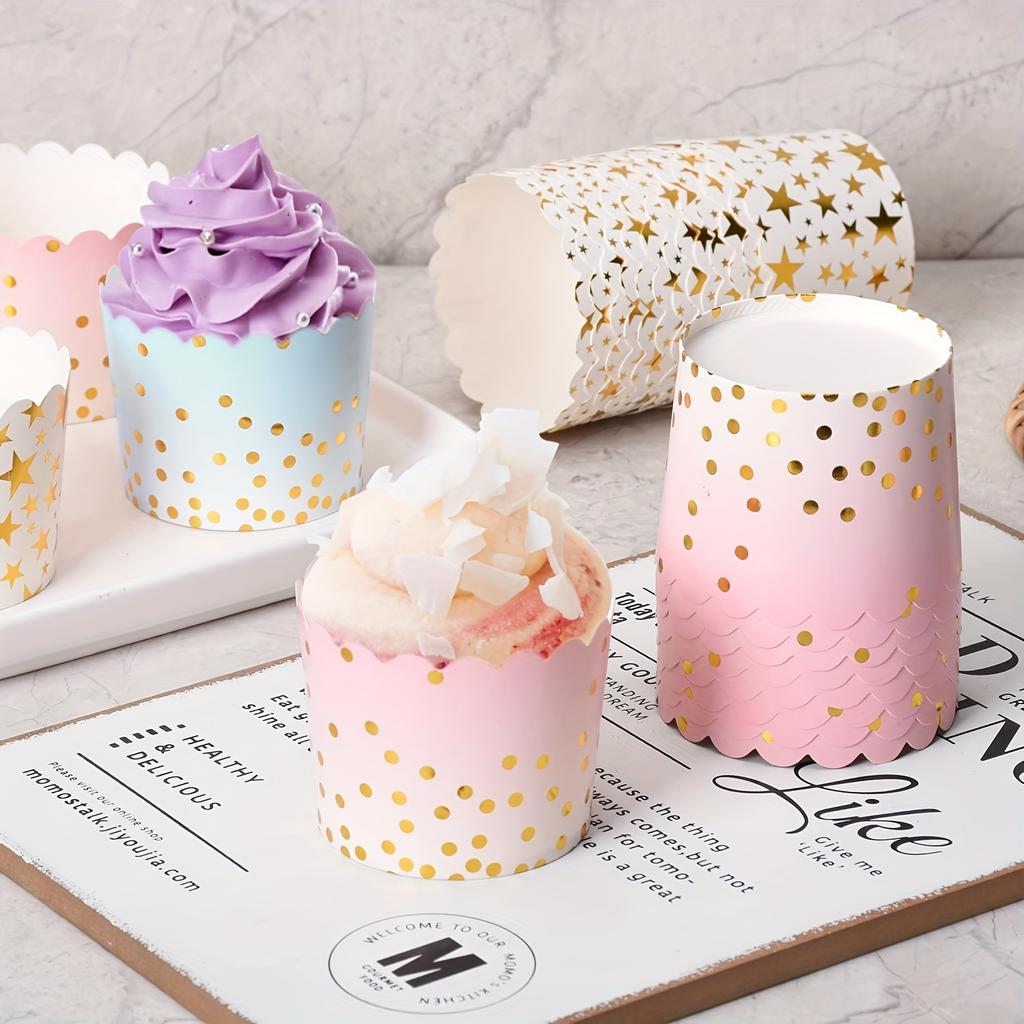 50 Pezzi Stampini per Cupcake Grandi Muffin Liners per la Cottura Carini Usa e Getta Tazze per Torta Fai da Te Adatti per Matrimonio Festa di Compleanno Festa in Casa