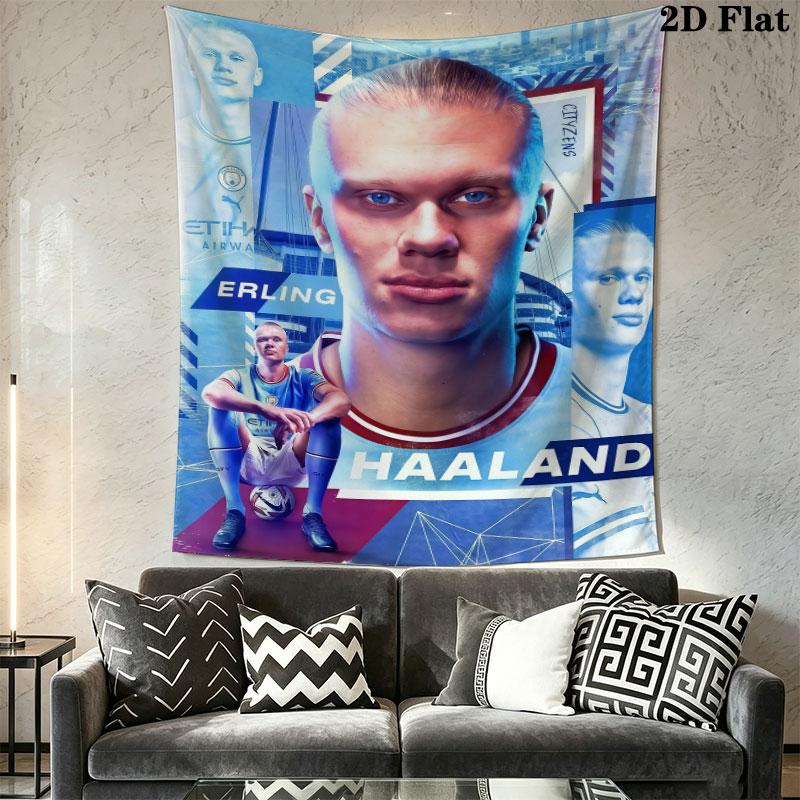 Erling Haaland Re Appeso a Parete Coperta in Tessuto Stampato Arazzi Decorativi per Camera da Letto Soggiorno Arredamento per la Casa