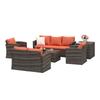 Garden Set 6 Pieces In Rattan with Sofas, Armchairs and Storage Tables, Brown