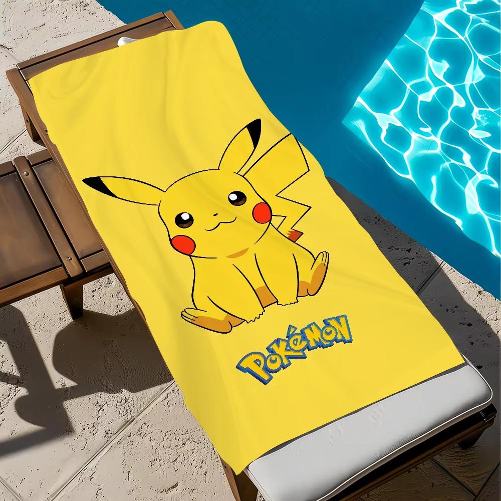 1Pc Cartoon Pikachu Large Beach Towel, Quick-Dry Soft, Multi-Use For Travel Gym Shower Camping Pool, Ideal Gift