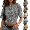 Women's Crew Neck Pullover T-Shirt Floral Print Short Sleeve Casual Loose Fit Top Lightweight Summer Tee