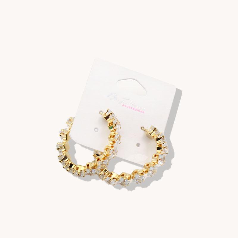 

Роскошные серьги-каффы C-образной формы с цирконом - Высококачественная бижутерия из нержавеющей стали с кристаллами